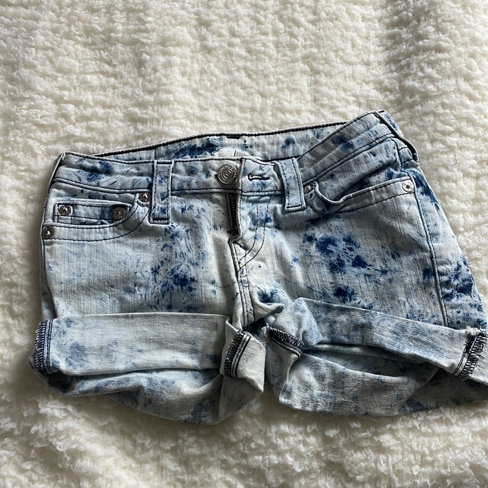 True Religion Acid Wash Cuffed Jean Shorts - Size 26